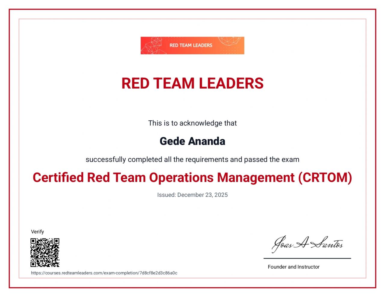 Certified Red Team Operation Management