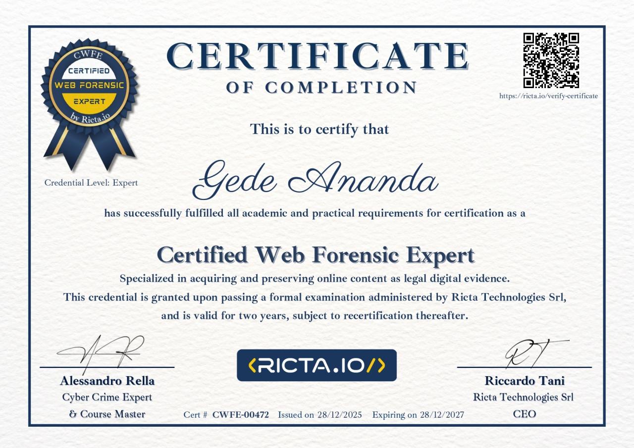 Certified Web Forensic Expert